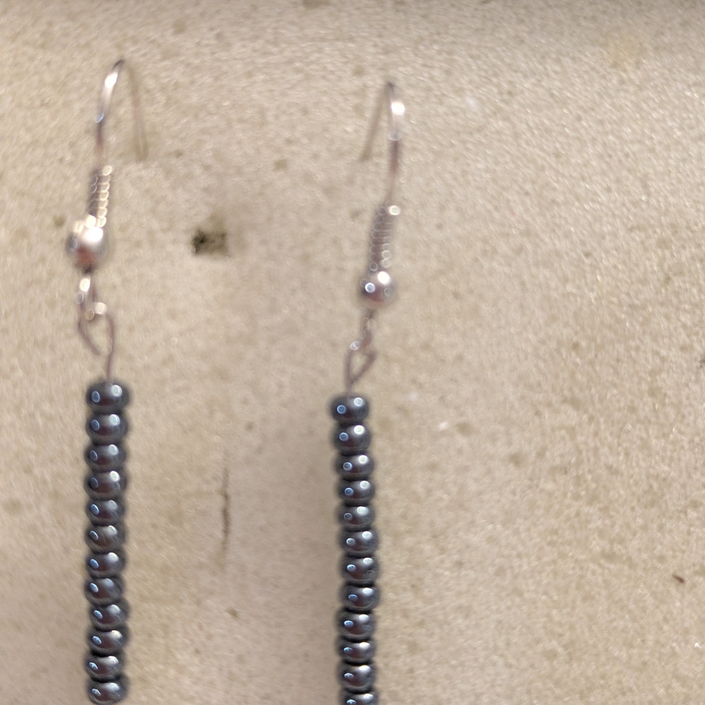 Earings Delicate Hematite Beaded Drop Earrings - Women Jewelry